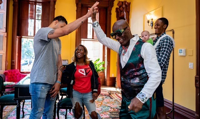 Abdul Nader pictured with Erika and Dapper Dan during a styling visit