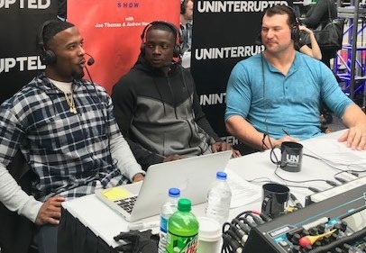 Darius Butler during a Super Bowl media appearance